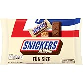 SNICKERS Almond Fun Size Chocolate Bars, Individually Wrapped, 10.23 oz | Snacking made easy, fun size candy bars, mini candy bars, individually wrapped candy, almond chocolate snacks, party candy