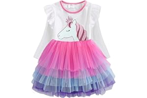 VIKITA Toddler Girls Dresses Winter Long Sleeve Tutu Party Dress for Girl 2-12 Years Xmas Gift