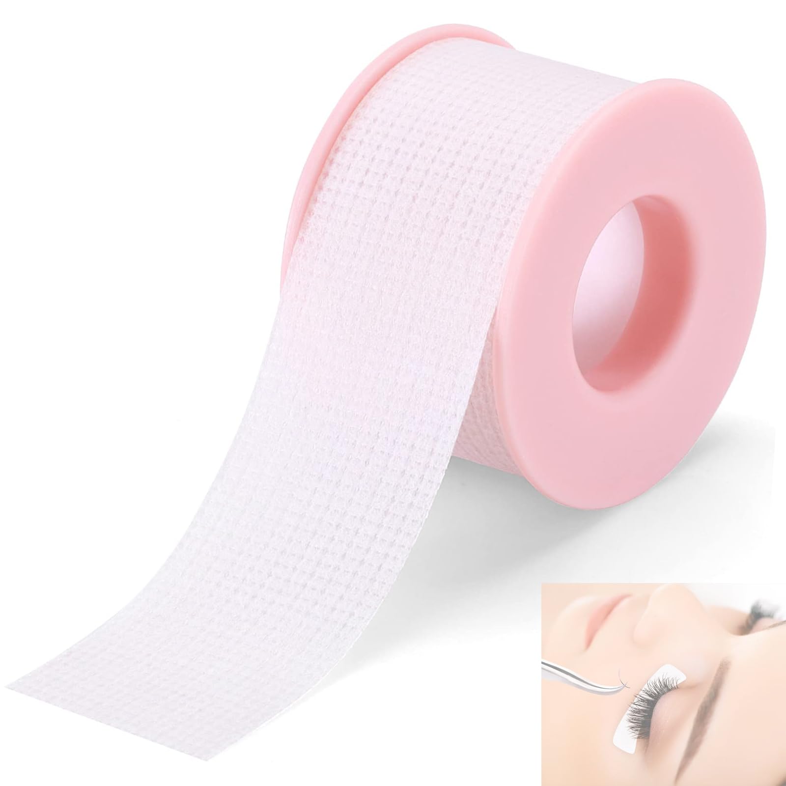 ieron Comfortable and Breathable Lash Tape, Sticky Silicone Gel Eyelash Tape, Sensitive Under Eye Tape, Medical Micro-porous Eyelash Extension Tape Pink (0.98in x 3.9yd, 1Roll)