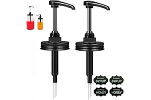 Wide Mouth Mason Jar Honey Pump Dispenser Lid & 4pcs Sticker,Food Grade Plastic pumps and 3.38 Inch Stainsteel Steel Lids Rust Proof Leak-Proof for Jam Ketchup Sauce NO JAR QurHapzy