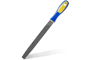 KALIM 8 Inch Flat Hand File with High Carbon Hardened Steel, Ergonomic Grip, Plastic Non-Slip Handle …