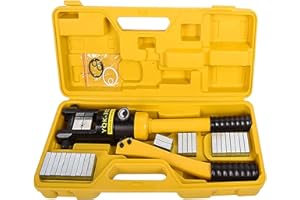 LFGUD 16T Hydraulic Crimping Tool 9 AWG to 600 MCM Battery Cable Crimping Tool 0.87 inch Stroke Hydraulic Lug Crimper Electrical Terminal Crimper with 13 Pairs of Dies