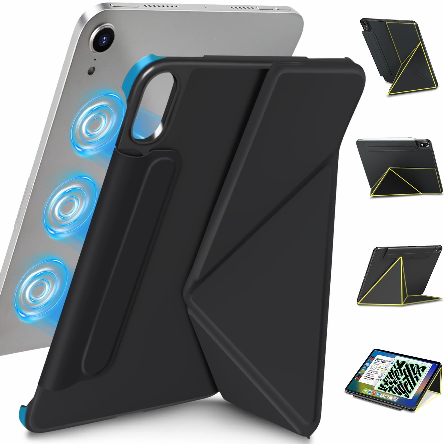 Photo 1 of ?Landscape and Portrait? Wonzir for iPad mini 7 A17 Pro Case(2024),iPad mini 7th/6th Slim Powerful Magnetic Case,4 Standibg Angles,Vertical Stand Cover,with Auto Wake/Sleep and Pencil Holder-Black