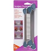Sculpey 3-Piece Clay Blades, Rigid Wavy &amp; Flexible Stainless-Steel Slicers | Sharp slicing tools with snap-on handles for polymer clay canes, mokume gane, and precise trimming in arts &amp; crafts