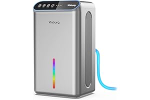 VINBURG Dehumidifiers for Home (85 OZ Water Tank, 800 sq.ft) Quiet Small Dehumidifier for Basement Bedroom Bathroom with Drain Hose, 3 Gear Timer, Sleep Mode, Auto Shut Off, 7 Color Ambient Light