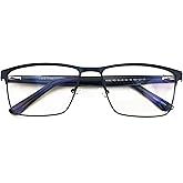 V.W.E. Men Premium Rectangle Metal - Plastic Temple Extra Large Reader - 152mm Wide Frame Reading Glasses Anti-Blue UV