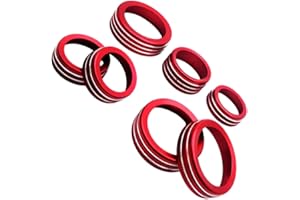 Riloer AC Knob Cover, 7 pcs Car Audio Volume Knob Cover Ring Decor, Central Control Knobs Cover Trims Accessories Compatible 