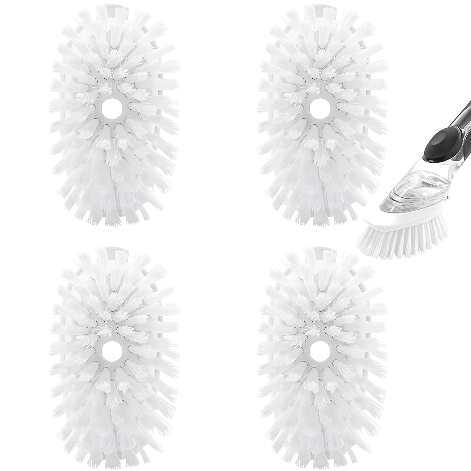 Photo 1 of Brush Refills for OXO Dish Brush - 4 Pack Dish Brush Cleaning Soap Dispensing Head Replacement for Scrubber (White)