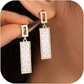 Coiris Clip on Dangle Earrings for women Colorful Rectangle Geometric Resin Dangle Boho Hypoallergenic Nonpierced Earrings for Sensitive Non-Pierced Ears