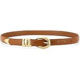 WHIPPY Women Skinny Leather Belt for Jeans Pants Dresses Ladies Fashion Waist Belt with Shiny Gold Buckle
