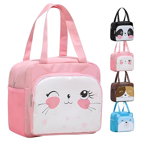 LHLZNB Lunch Bag Insulated Lunch Bag for Women Lunch Cool Bag with Front Pocket Portable Thermal Leak-Proof Lunch Bags for Women Girls Children School,Picnic Organizer for Work (Pink Rabbit)