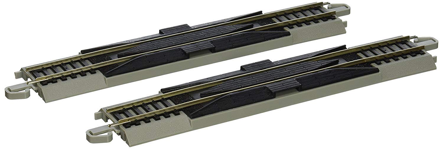 Bachmann Trains 44528 (Snap-Fit E-Z TRACK 9” STRAIGHT RERAILER (2/card) -NICKEL SILVER Rail With Gray Roadbed-HO Scale, Grey, 6 UK