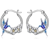 Owl/Hummingbird Hoop Earrings Sterling Silver Owls Huggie Small Earrings Hoops Jewelry Gifts for Women Teen