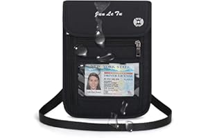 ROOSALANCE Passport Holder for Travel, RFID Passport Wallet with Visual Window Design, Multifunctional Document Organizer, Waterproof Travel Pouch Neck Wallet for Men and Women, Black