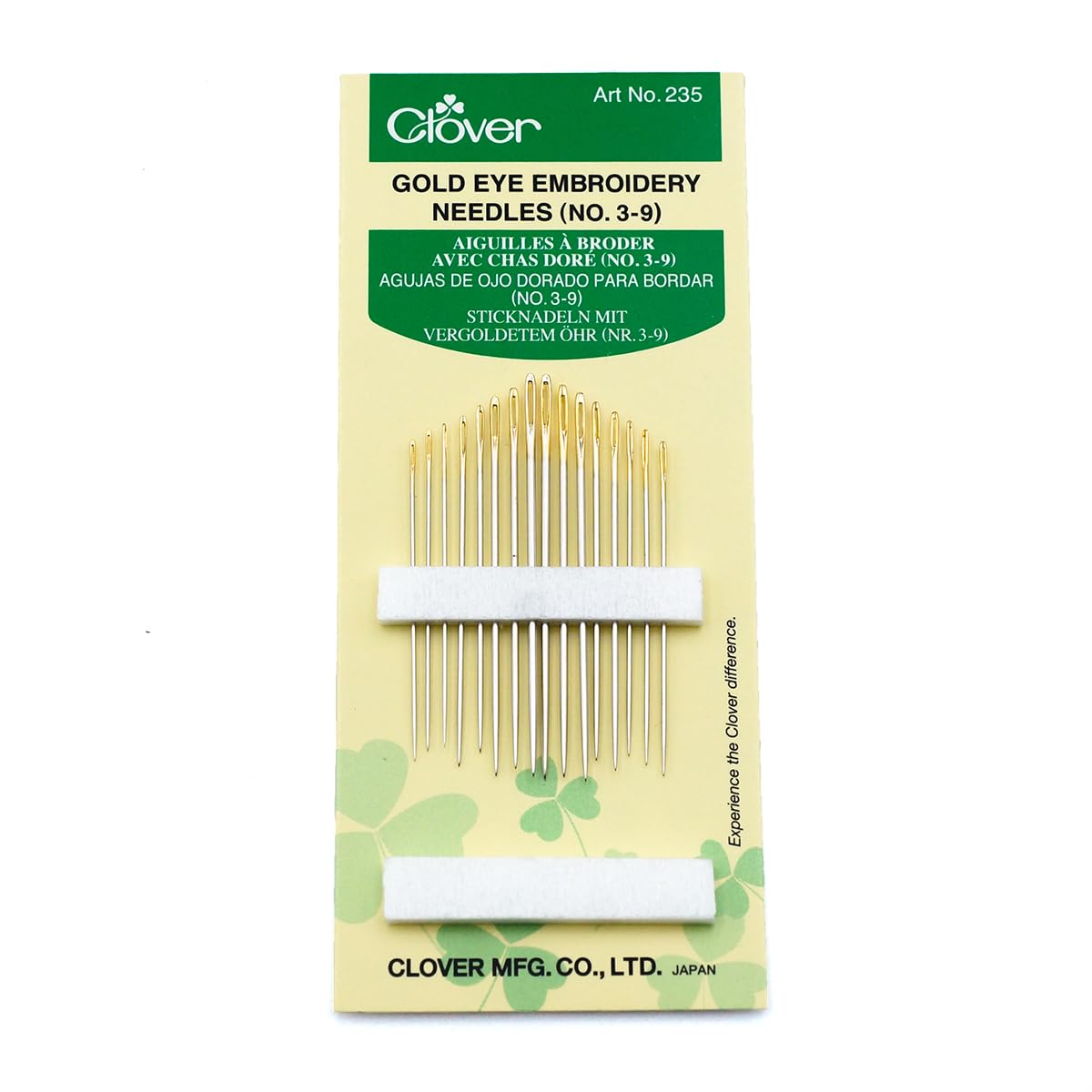 Clover 235 Gold Eye Embroidery Needles No. 3-9, 1