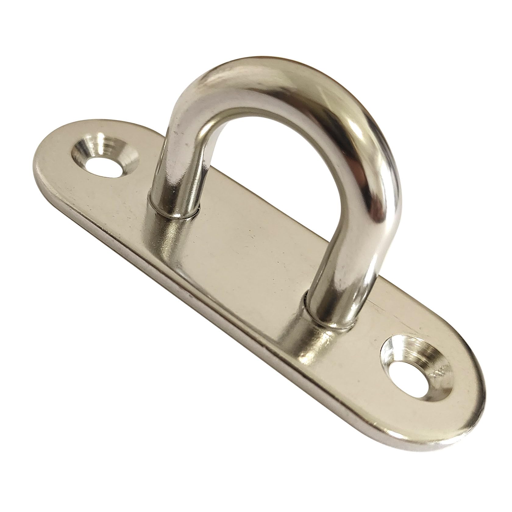 KShun 2 Sets Heavy Duty M9 Pad Eye Plates - 304 Stainless Steel Large Ceiling Anchor Hooks with Carabiner for Sail Shade, Swing, Punch Bag, Cargo Tie Down & Marine Rigging (100mm x 9mm Oval)