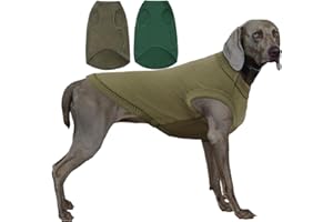 Sychien Dog Blank Cotton Shirts,Plain Dogs Large Big Clothes,Army & Deep Green XXXL