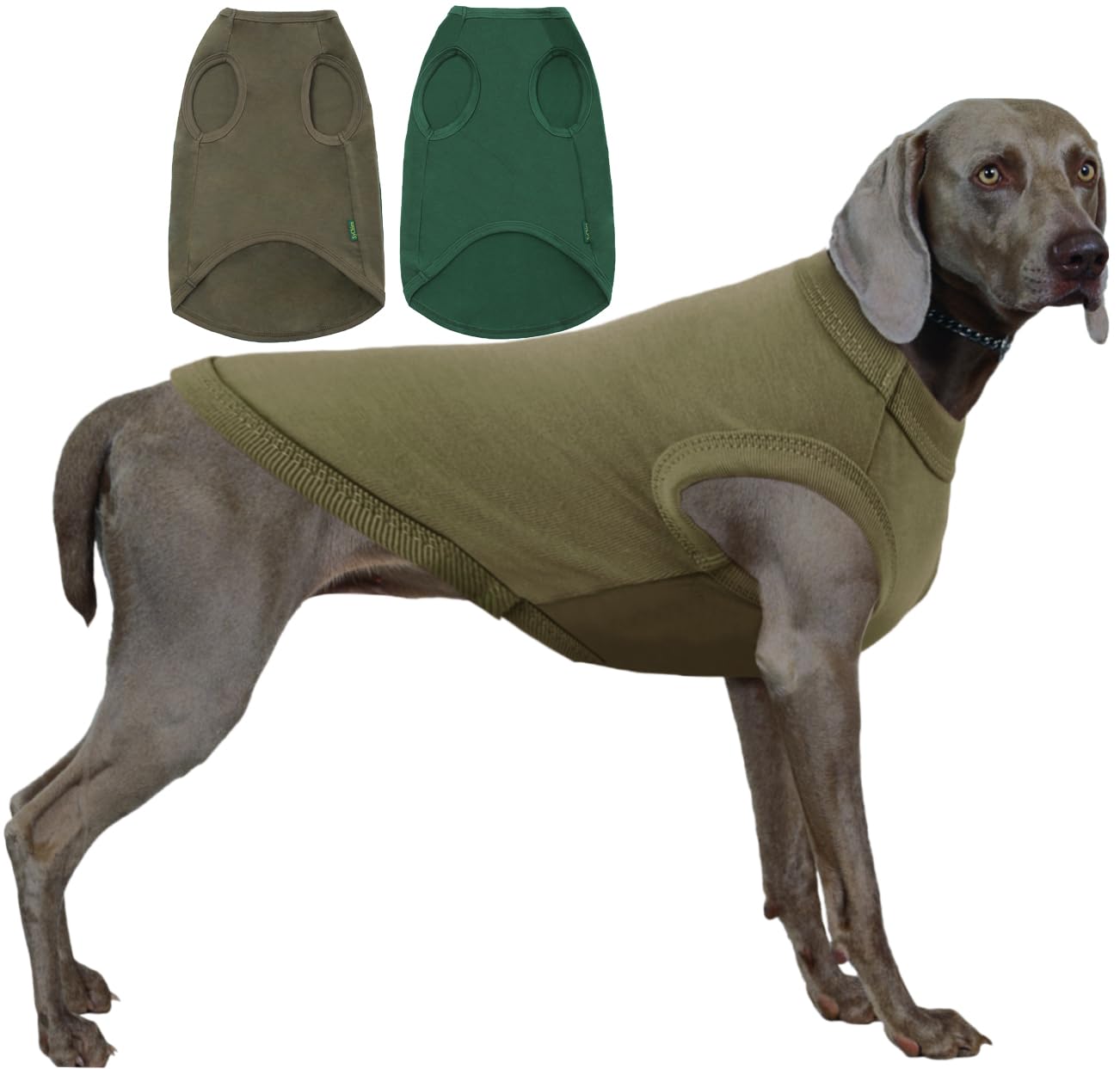 Photo 1 of Sychien Dog Blank Cotton Shirts,Plain Dogs Large Big Clothes,Army & Deep Green XXXL