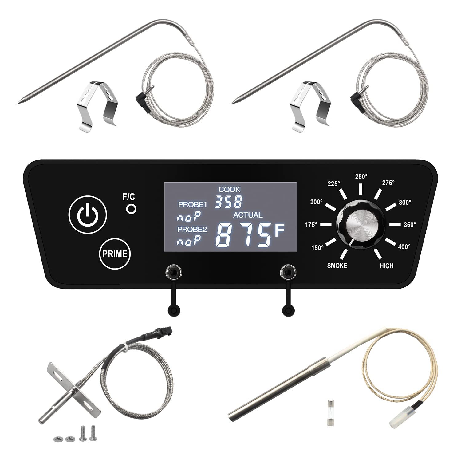 Photo 1 of Replacement Parts Digital Thermostat Control Board Kit for Pit Boss Pro Series 4 Vertical Smoker Grill Compatible with Pit Boss P7-4.5 PBV4PS1 with RTD Temp Sensor,2pcs Meat Probe,Igniter Hot Rod