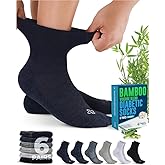 Doctor's Select Bamboo Viscose Diabetic Socks for Women & Men - 6 Pairs, Viscose Bamboo Socks Woman, Non Binding, Wide Top
