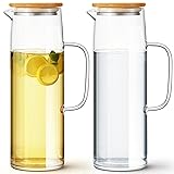 Hsei 2 Sets Glass Pitcher with Lid, 50 oz / 1500 ml