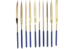 Bestgle 10pcs Titanium Finish Diamond Needle File Set Mini Jewelers File Set Metal File Tool for Jewelers Glass Wood Carving 