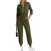 PRETTYGARDEN Long Sleeve Jumpsuits for Women Casual 2026 Fall Fashion Zip Up Pant Rompers One Piece Sweatsuits Travel Outfits