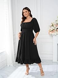 Women's Plus Size Maxi Dress Summer Half Lantern
