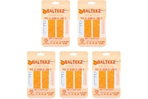 Salteez Seltzer Strips: Sweet & Sour Peach Flavor Strips That Stick to Your Bottle, Can, or Cup - For a Perfectly Dressed Seltzer Anytime Anywhere! (Sweet & Sour Peach, 5 Pack)