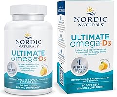 Nordic Naturals Ultimate Omega-D3, Lemon Flavor - 60 Soft Gels - 1280 mg Omega-3 + 1000 IU Vitamin D3 - EPA & DHA - Promotes 