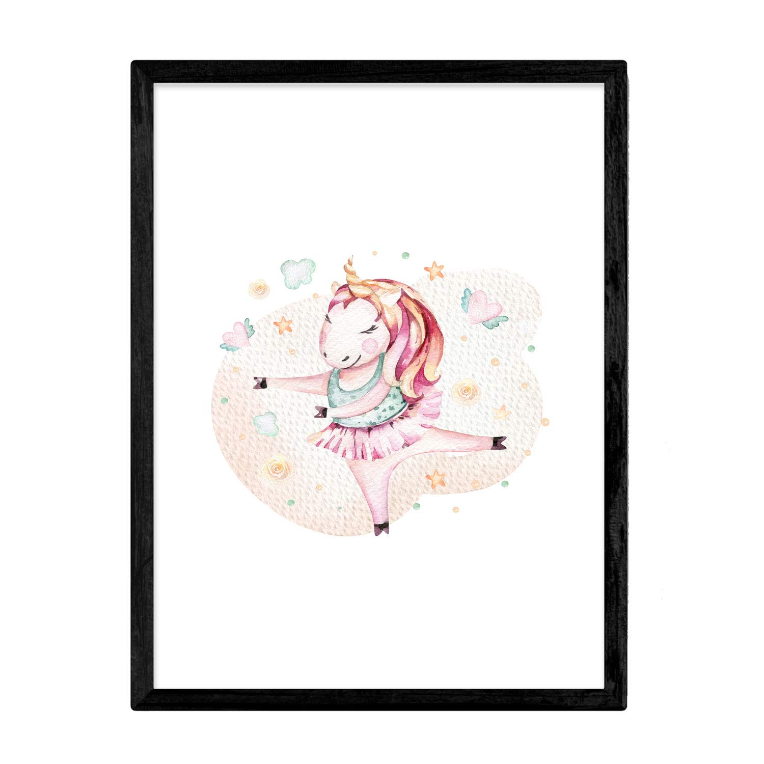 Nacnic Poster with illustration of animal. Sheet with children's animal pictures. unicorn dancing. A4 unframed