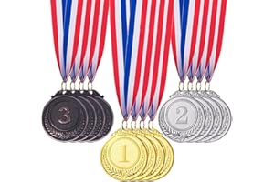 Meecuppa 3/6/12/18/24/36/48/63/96/240 Pieces Gold Silver Bronze Award Medals-Winner Medals Gold Silver Bronze Prizes for Competitions, Party, 2 Inches