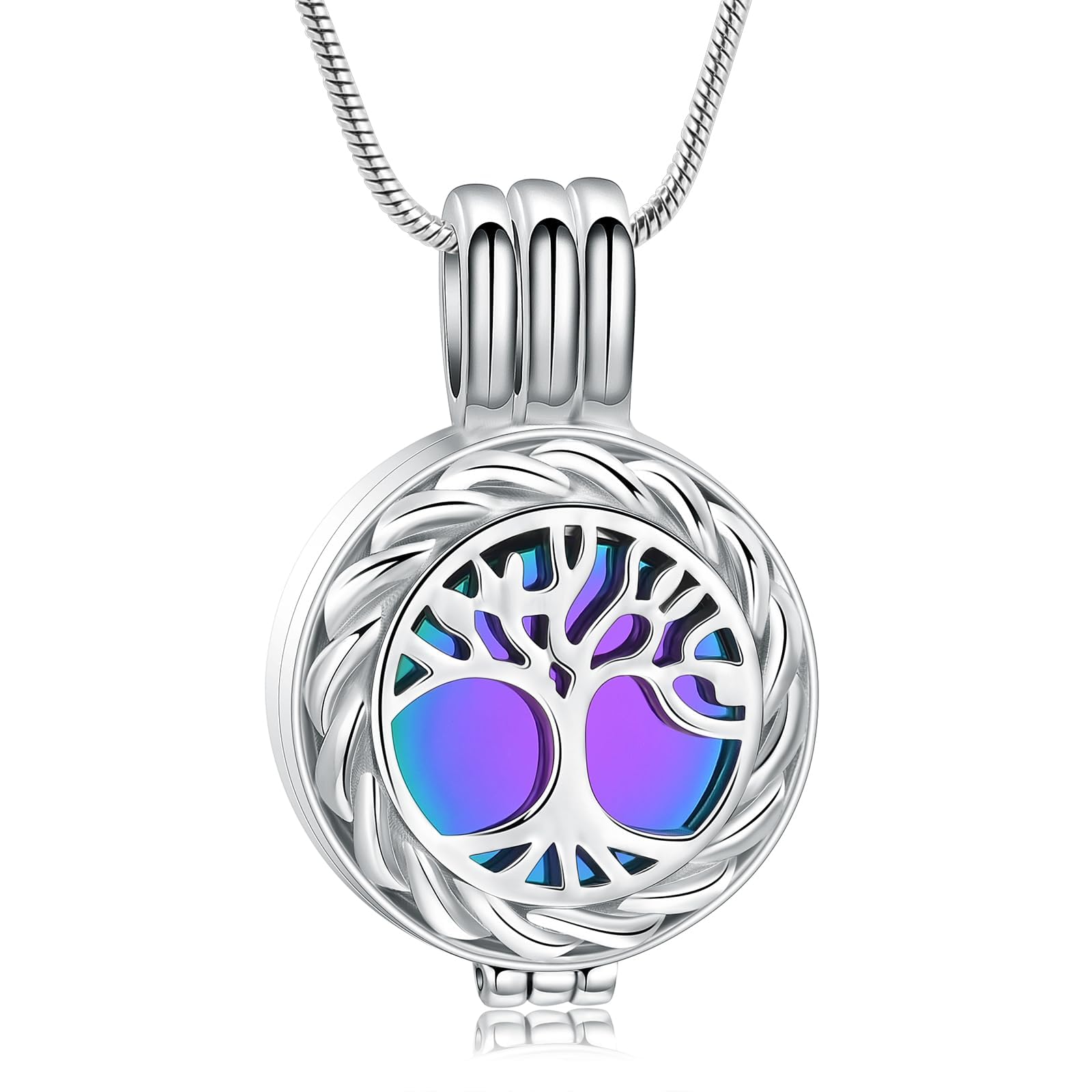 AIWENXI Tree of Life Cremation Jewellery for Ashes Pendant with Mini Keepsake Urn Memorial Human Pet Ash Jewellery, Stainless Steel