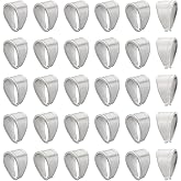 UNICRAFTALE 100pcs Stainless Steel Snap on Bails Silver Tone Pinch Bails Metal Pushed Clasps Pendant Bails Connectors for Jewelry Pendant Making 11x8x7mm