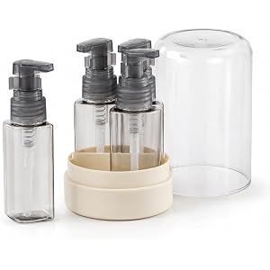 ZONORAY 4 in 1 Travel Dispenser Bottle, 4 Pack 30ML Travel Bottles (White) | TSA-Approved, Leak-Proof, Travel-Size Containers