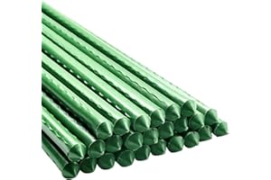 XUWZENKL Garden Plant Stakes 48 Inch 4Ft Steel Plant Stick Support, 25 Pack Tomato Stakes for Growing Climbing Plants, Potted Plants, Tomatoes, Trees, Cucumber, Beans, Fences Poles