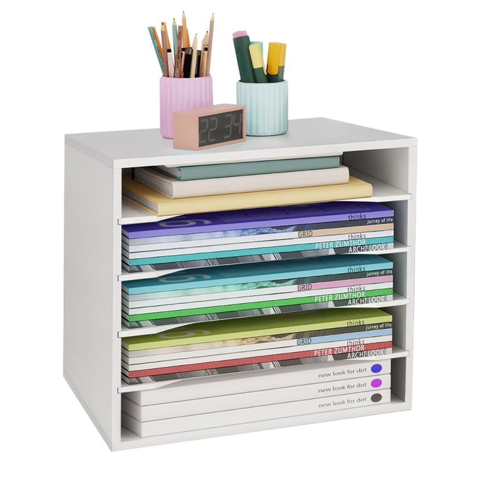 Photo 1 of Paper Organzier Wood Desktop Organizer Storage Letter Tray File Sorter with Adjustable Shelves for Home Office