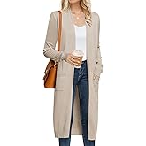 GRACE KARIN Women's 2026 Trendy Long Cardigans Sweater Lightweight Open Front Long Sleeve Maxi Duster Coats with Pockets