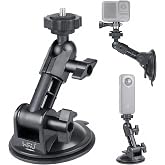 HSU Car Suction Cup Mount for GoPro/Insta 360/DJI Osmo Action Camera | Car Window Holder with 1/4&rdquo;-20 Ball Joint Thread, Perfect for Boats Vehicle Windshield &amp; Window