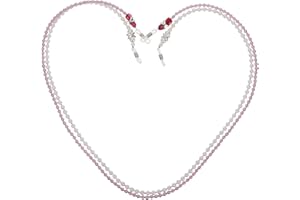 Milisten Eyeglass Strap Women, 2 Pcs Beaded Glasses Cord in Pearly White and Pink, Anti-Fall Safety Lanyard