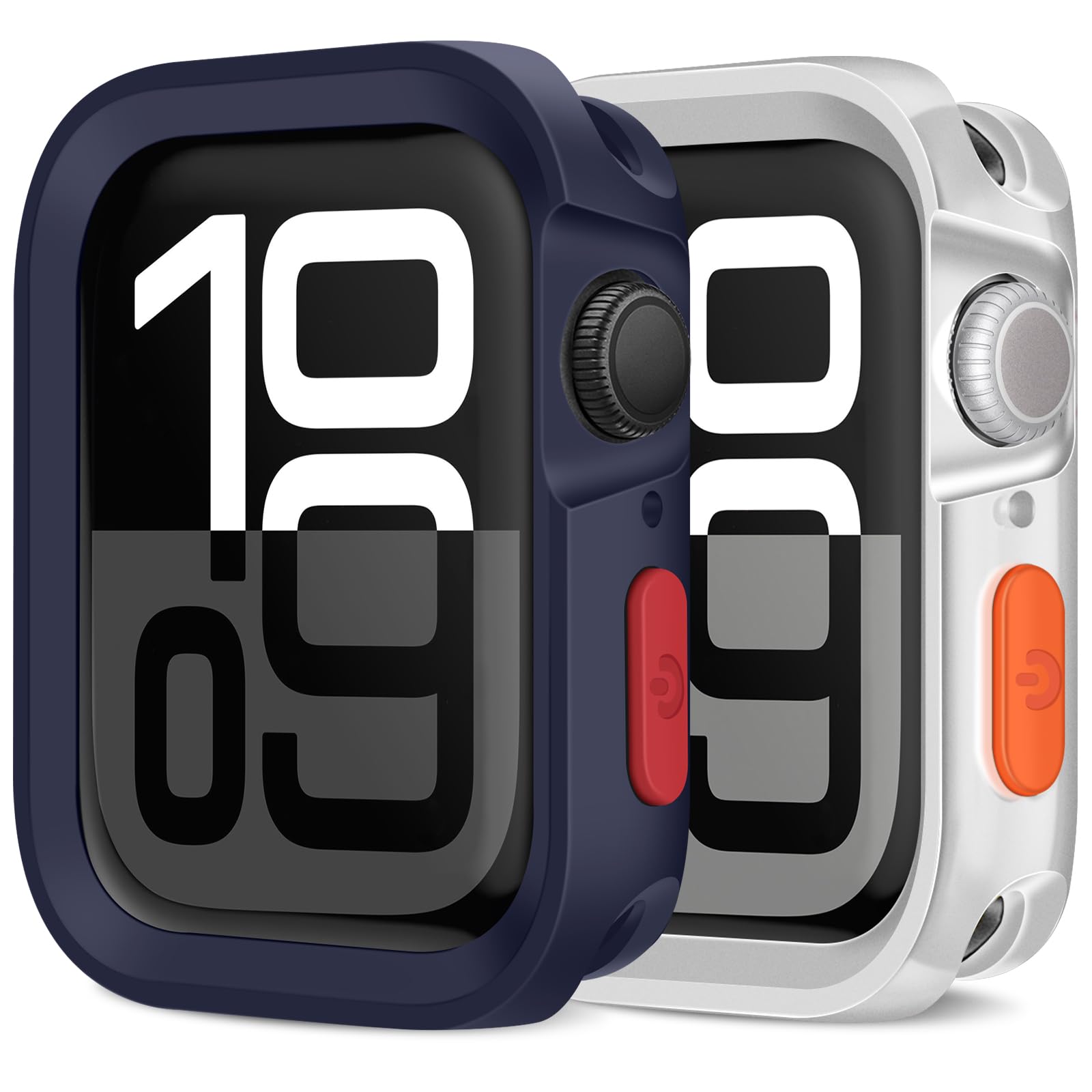 Amizee 2 Pack Rugged Case Compatible with Apple Watch Case Series 11/10 42mm, Soft TPU Shockproof Bumper Drop Proof Protective Cover for iWatch (Blue/Clear)