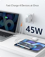 LENCENT 45W USB Charger 4 Ports USB PD Type-C UK USA EU AUS Plug Travel view 3