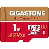 【5-Years Data Recovery】 GIGASTONE 1TB Micro SD Card, 4K Camera Pro, R/W up to 150/140 MB/s, 4K Video Recording for GoPro, DJI