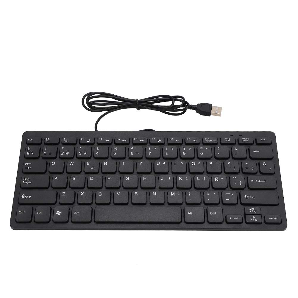 Spanish Keyboard, Wired Mini Portable Spanish Keyboard USB Interface for Desktop Computer Ultra-thin 78 Keys, Ultra-thin Mini USB Wired Keyboard