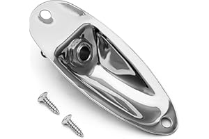 MAXCHEER Guitar Input Jack Socket Plate Output Loaded Boat Style 1/4 Inch with Screws for Fender Stratocaster Strat St Mono Electric Guitar for Electric Guitar Replacement Parts (Chrome)