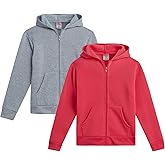Real Love Girls Sweatshirt - 2 Pack Soft Fleece Girls Zip Up Hoodie Sweatshirt - Casual Athletic Tops (Sizes 7-16)