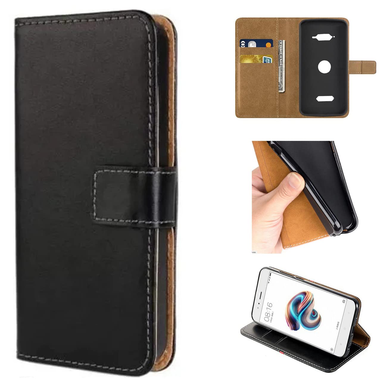ZTAOOPOU Crosscall Core M5 Case, Business Case, Premium Quality PU Leather Crosscall Core M5 Magnetic Closure Wallet Case
