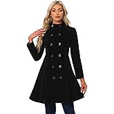 Allegra K Velvet Coat for Women's Steampunk Swing A-Line Double Breasted Christmas Vintage Winter Coats