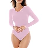 SINOPHANT Long Sleeve Bodysuits for Women Crew Round Neck Basic Stretchy Slim Fit Body Suit Tops