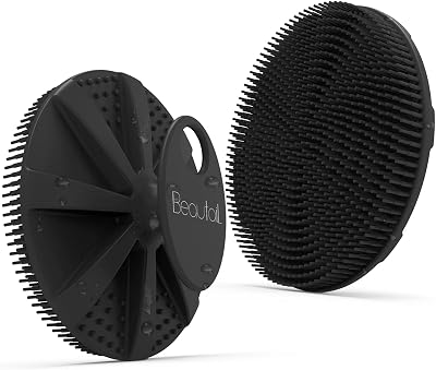 BEAUTAIL Silicone Body Scrubber, Non-Porous, Gentle Exfoliation, Black, 1 Pack